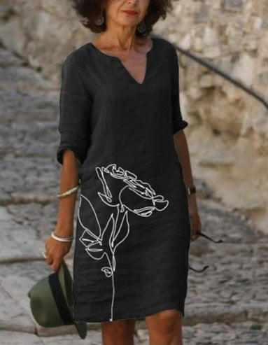 Andrea's™ | Geblümtes Kleid mit V-Ausschnitt