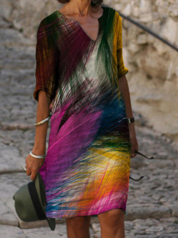 Andrea's™ | Geblümtes Kleid mit V-Ausschnitt
