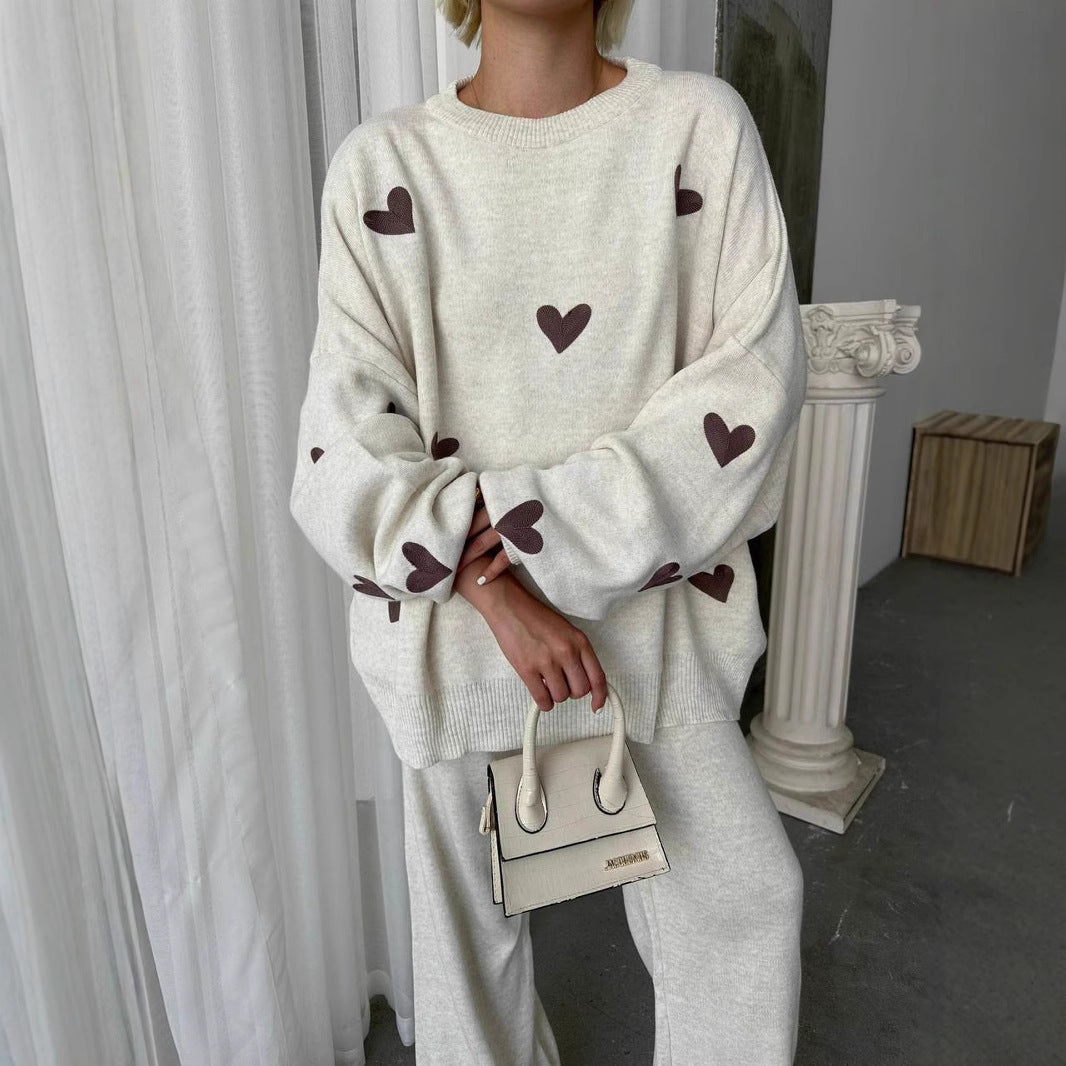 Andrea's™ | Strick-Outfit-Set mit Herzmuster