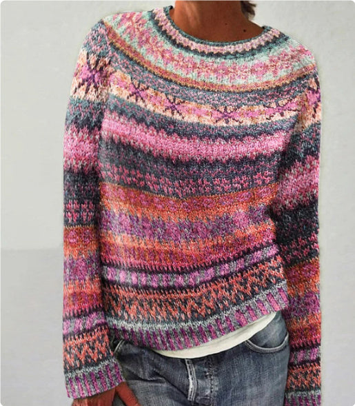 Andrea's™ | Bedruckter Pullover mit Rundhalsausschnitt Dicker
