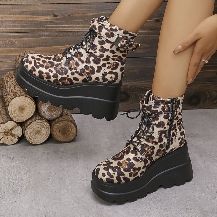 Andrea's™ | Leopardenmuster-Stiefel mit dicker Sohle