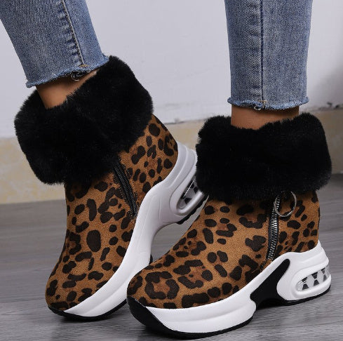 Andrea's™ | Plateau-Stiefeletten mit Kunstfell und Reißverschluss-Detail
