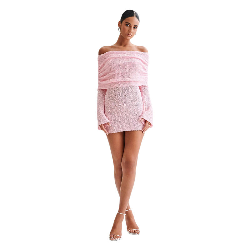 Andrea's™ | Damen Strick-Minikleid mit schulterfreiem Schnitt