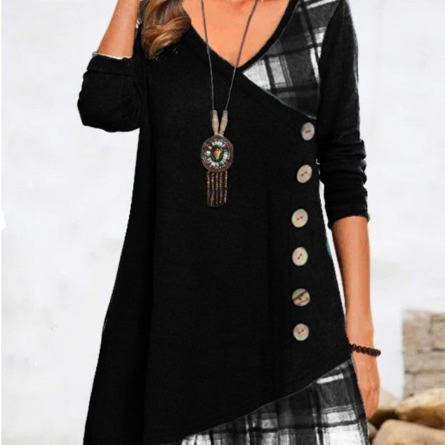 Andrea's™ | Lässiges Langarmshirt mit Patchwork-Design