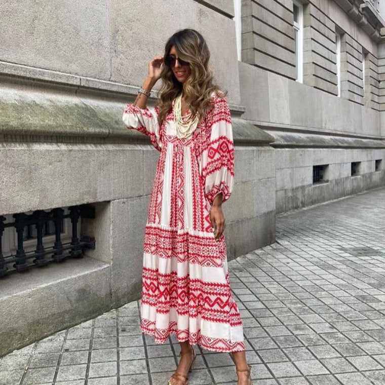 Andrea's™ | Damen Sommerkleid mit V-Ausschnitt und elegantem Print