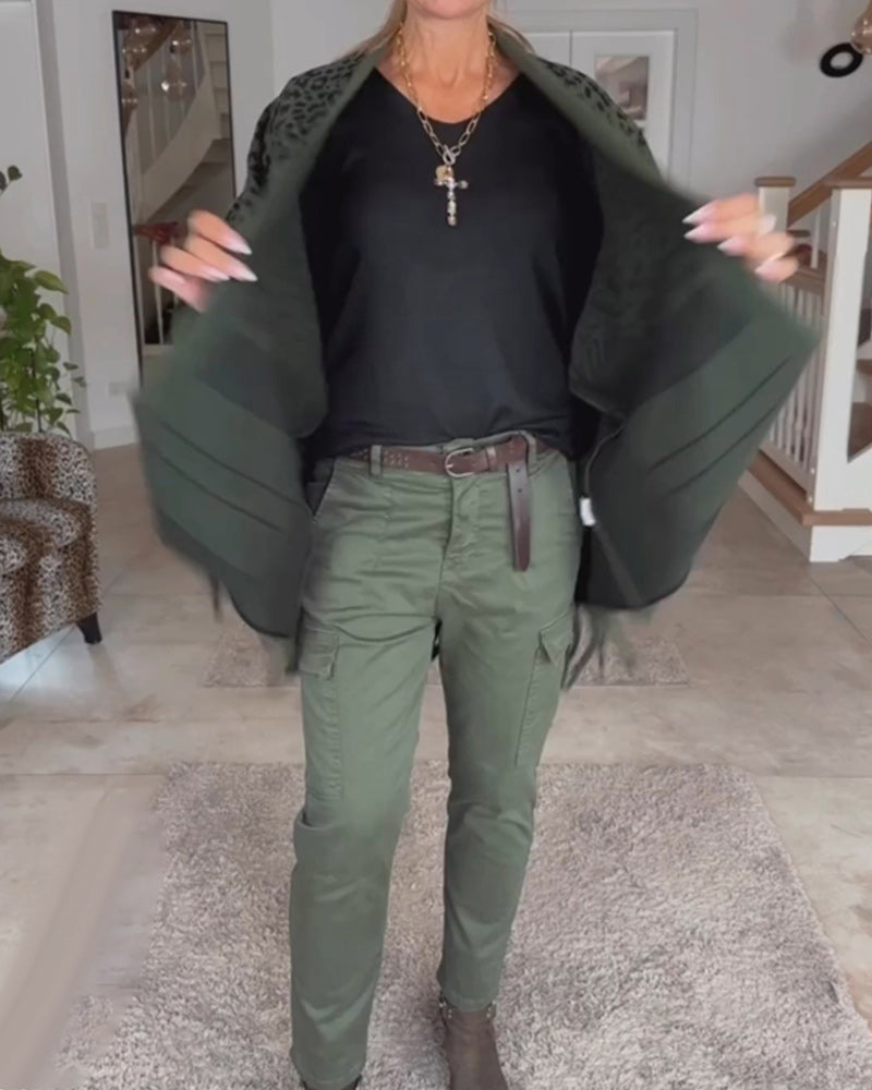 Andrea's™ | Langarm-Cardigan mit Leopardenmuster