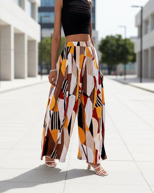 Andrea Serena Bootcut-Hose mit lebhaftem Print