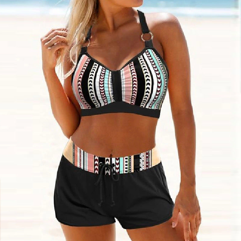 Andrea's™ | Bikini-Top mit ethnischem Print und passenden High-Waist-Shorts