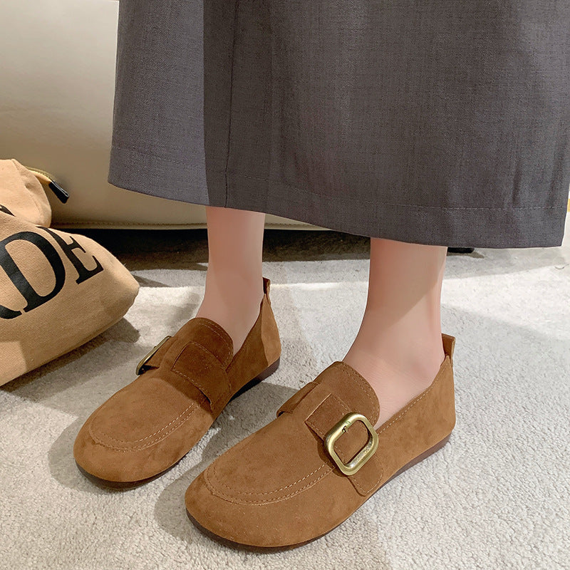 Andrea's™ | Veloursleder-Loafer mit Schnalle und flacher Sohle