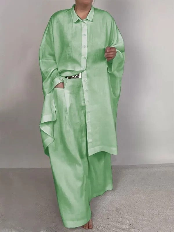 Andrea's™ | Lockeres Polo-Oberteil und weit geschnittene Hose im Set