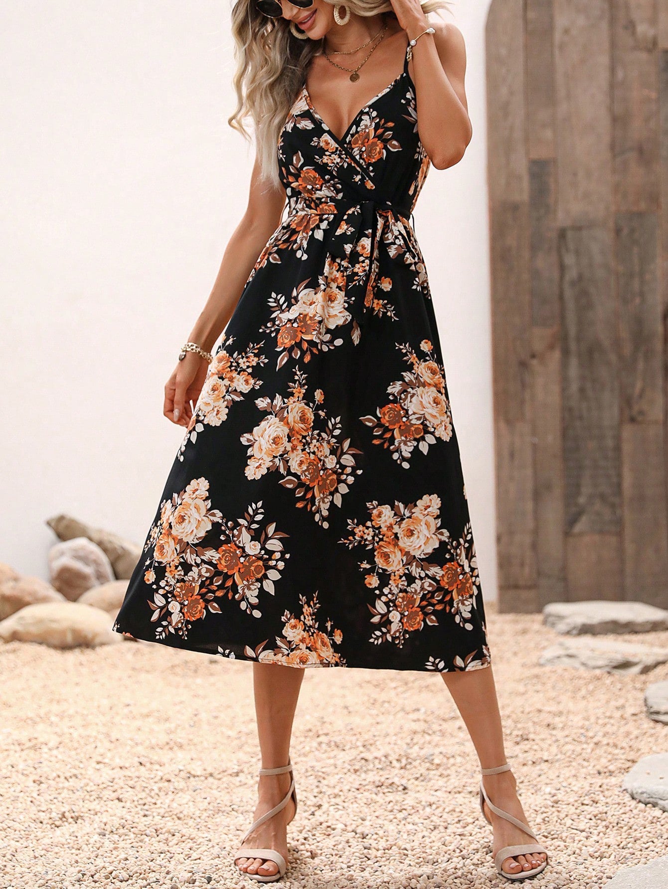 Andrea Serena Sommer-Midikleid mit Blumenmuster