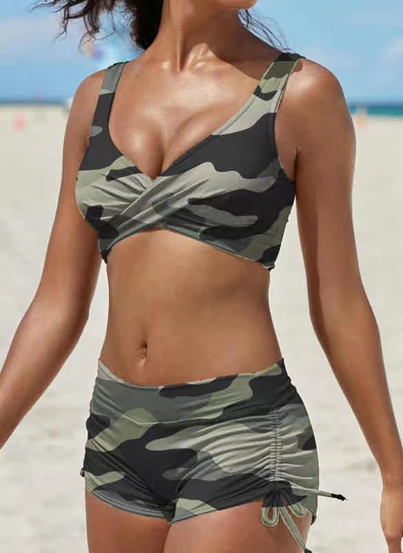 Andrea's™ | Wickel-Bikini-Top mit High-Waist-Shorts