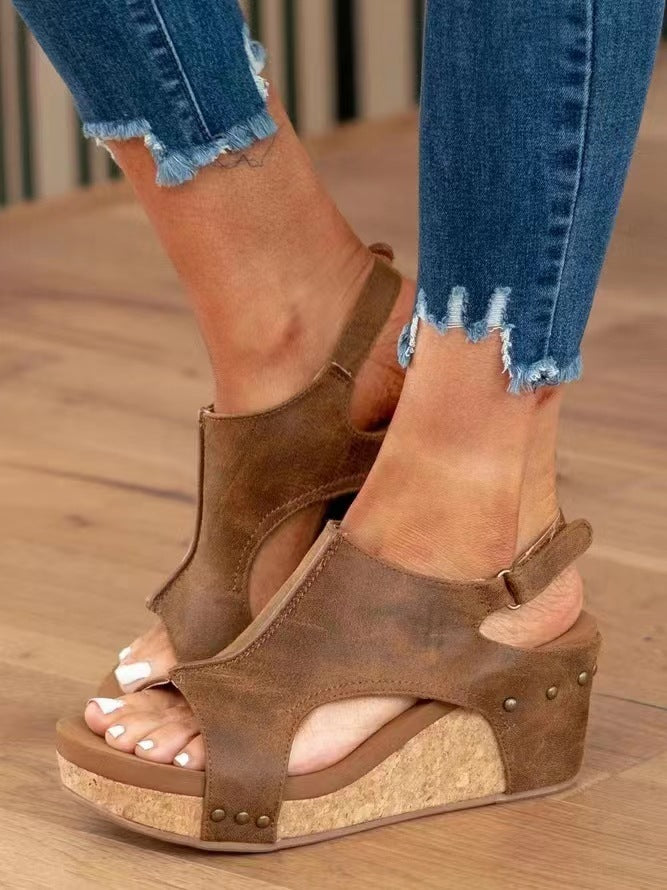 Andrea's™ | Damen-Keilabsatzsandalen mit offener Zehenpartie