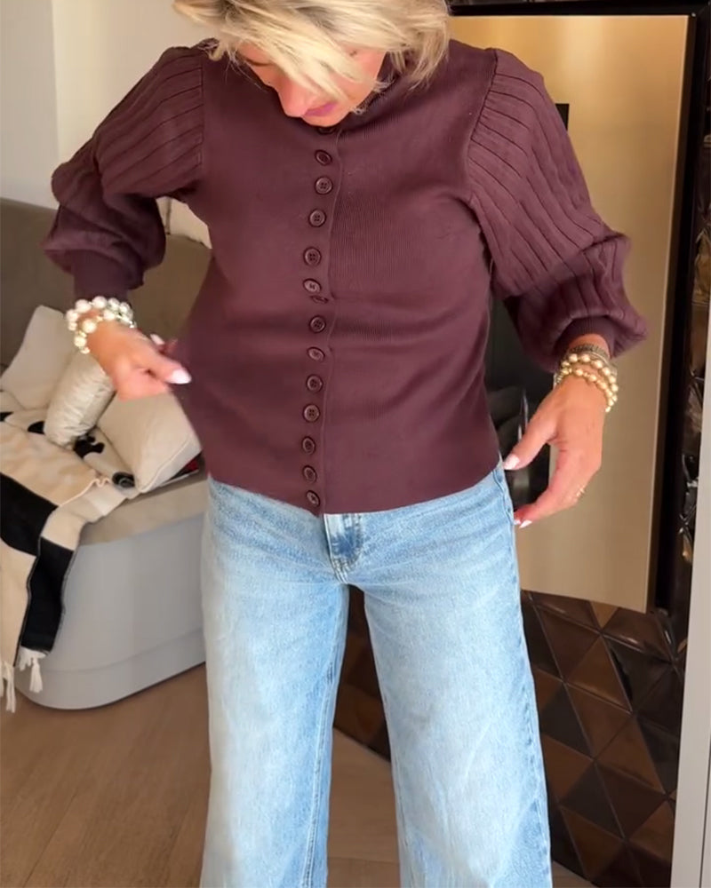 Andrea's™ | Langärmelige Strickjacke mit Knopfleiste