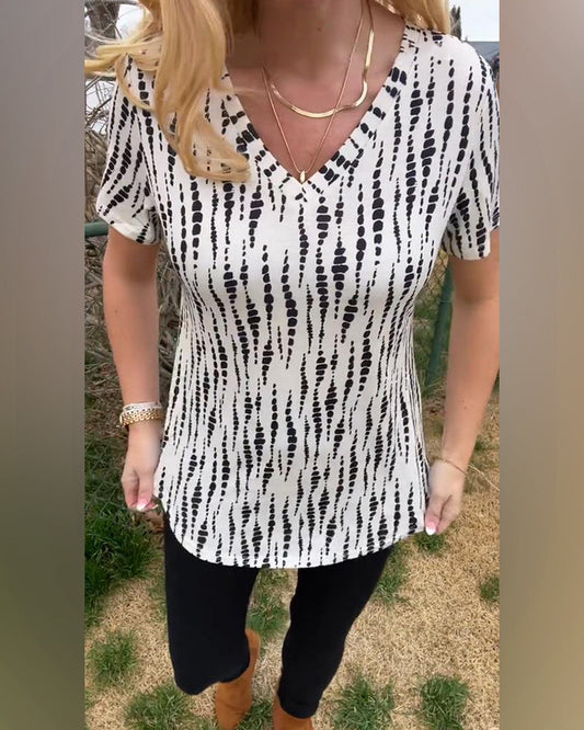 Andrea's™ | T-Shirt bedruckt kurzärmelig V-Ausschnitt