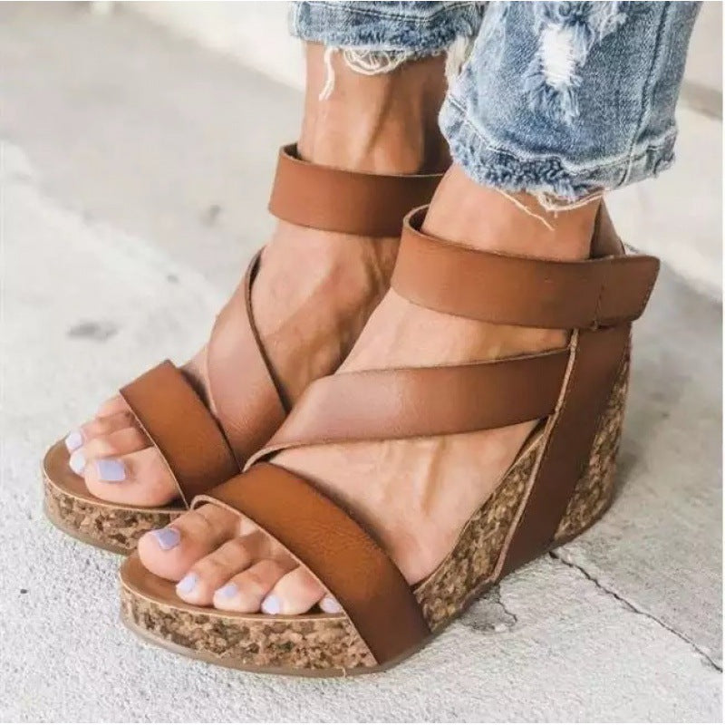 Andrea's™ | Damen Sommer-Keilsandaletten mit Klettverschluss