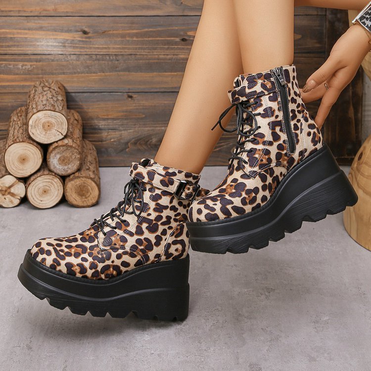 Andrea's™ | Leopardenmuster-Stiefel mit dicker Sohle