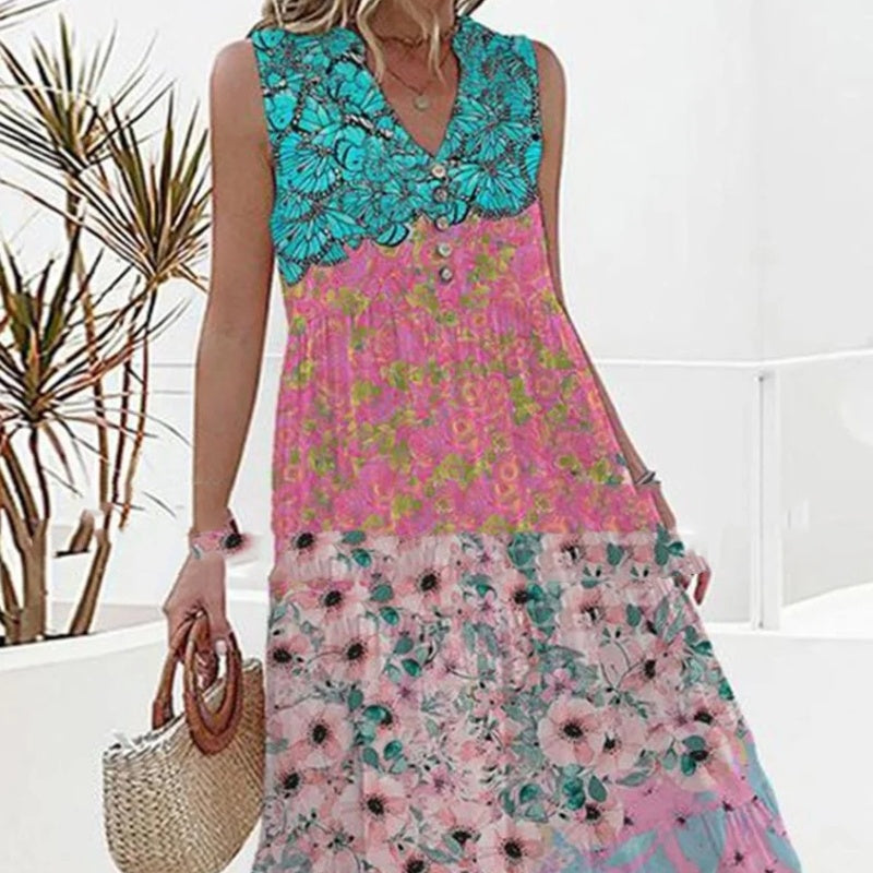 Andrea's™ | Lässiges Maxikleid mit Blumenmuster und V-Ausschnitt