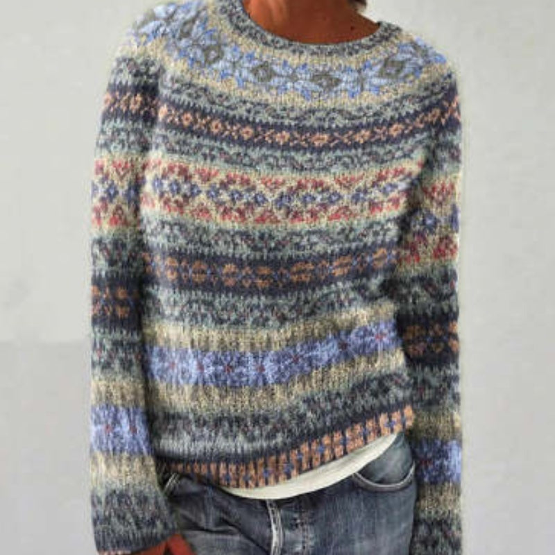 Andrea's™ | Bedruckter Pullover mit Rundhalsausschnitt Dicker