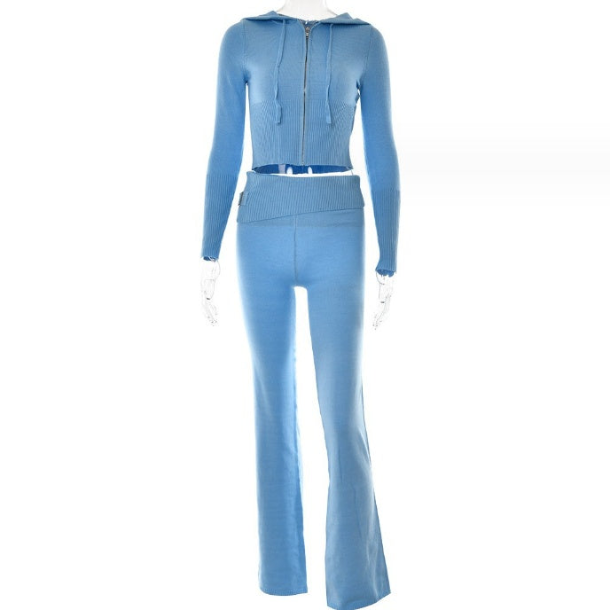 Andrea's™ | Kapuzenpullover mit langen Ärmeln und hoch taillierte lange Hose im Set