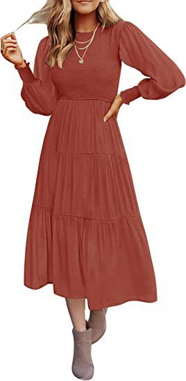 Andrea's™ | Maxikleid mit langen Ärmeln, Falten und Lagen