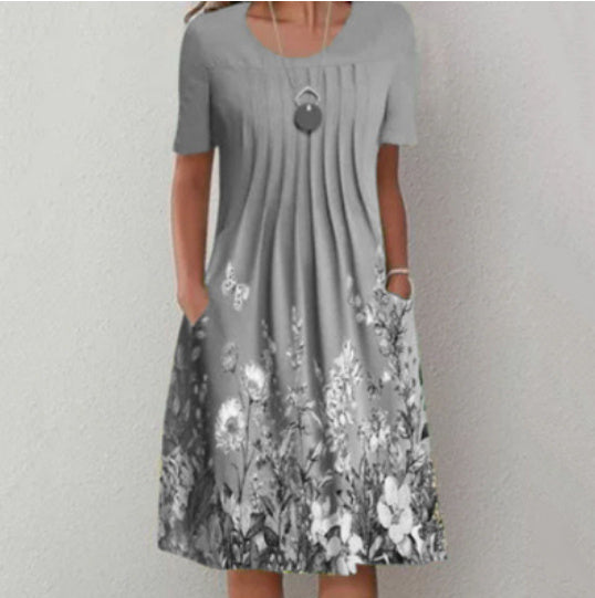 Andrea's™ | Geblümtes Faltenkleid in A-Linie