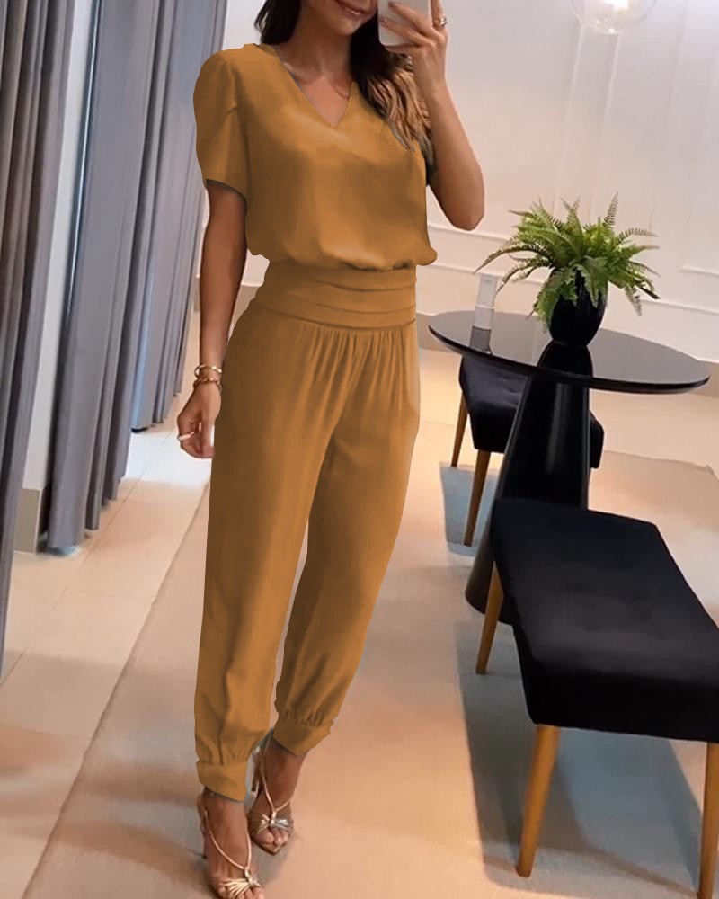 Andrea's™ | Lässiges Set aus Kurzarm-Top und Hose