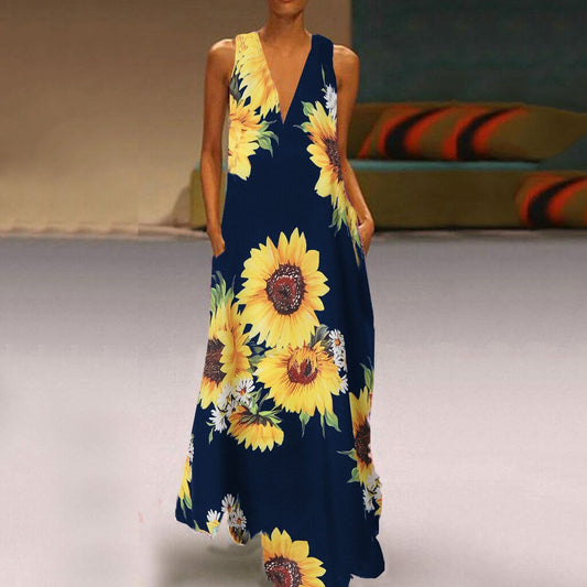 Ärmelloses Boho-Maxikleid von Andrea Serena mit Blumenmuster