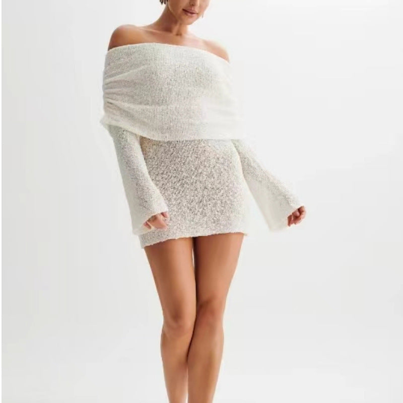 Andrea's™ | Damen Strick-Minikleid mit schulterfreiem Schnitt