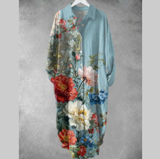 Andrea's™ | Geblümtes Kleid mit langen Ärmeln und Cardigan-Stil