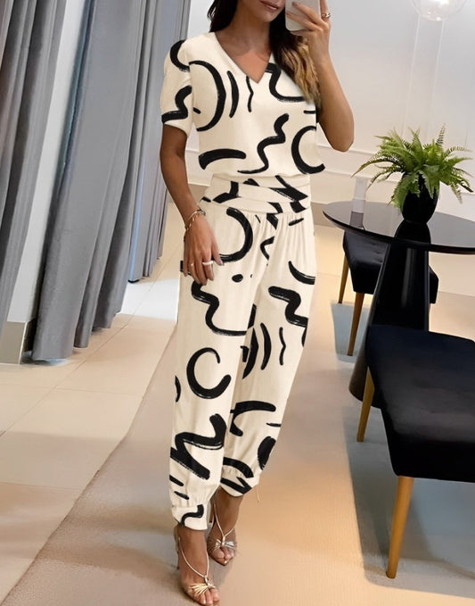 Andrea's™ | Lässiges Set aus Kurzarm-Top und Hose