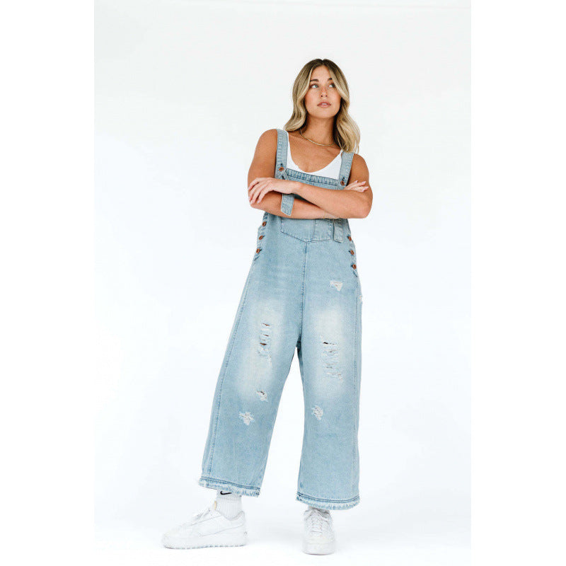 Andrea's™ | Latzhosen-Jumpsuit aus Denim mit weitem Bein