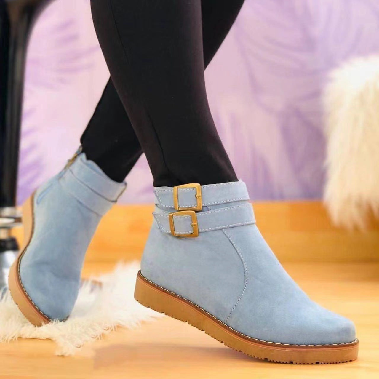 Andrea's™ | Damen-Lederstiefel aus Wildleder mit Metallschnalle