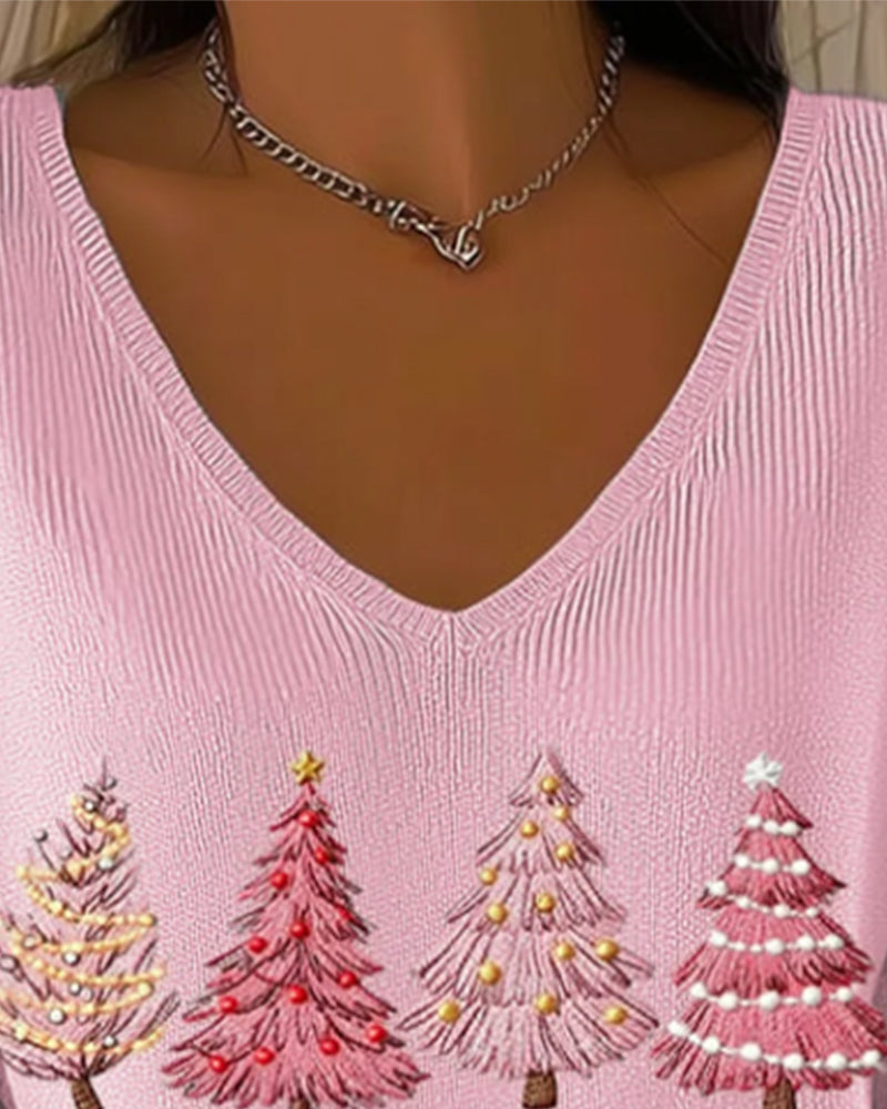 Andrea's™ | Pullover Mit V-Ausschnitt Und Langen Ärmeln