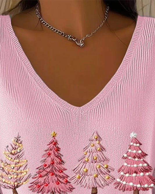 Andrea's™ | Pullover Mit V-Ausschnitt Und Langen Ärmeln