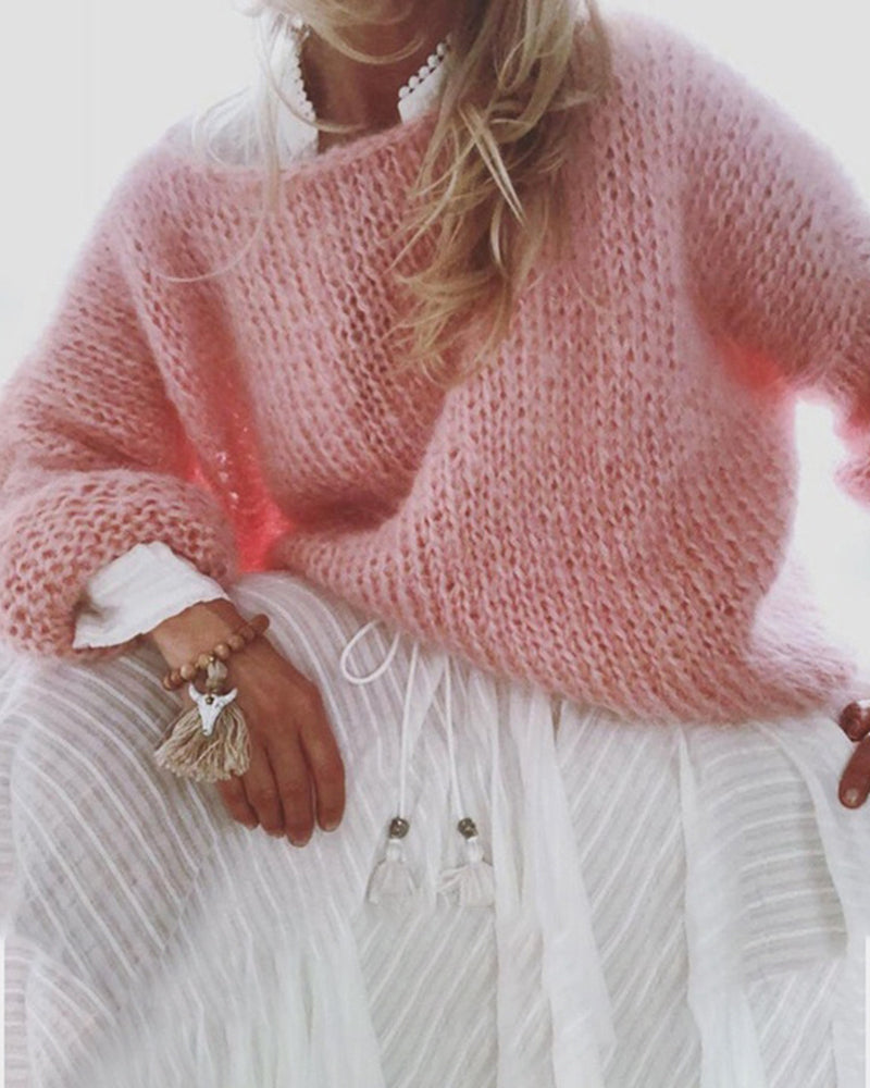 Andrea's™ | Einfarbiger, lockerer Freizeitpullover