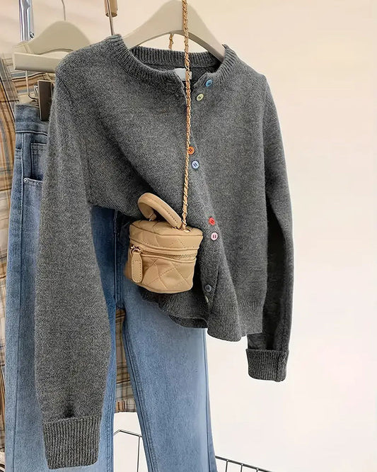 Andrea's™ | Strickjacke lässig einfarbig langarm