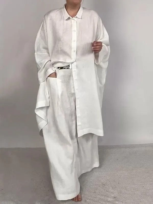 Andrea's™ | Lockeres Polo-Oberteil und weit geschnittene Hose im Set