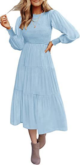 Andrea's™ | Maxikleid mit langen Ärmeln, Falten und Lagen