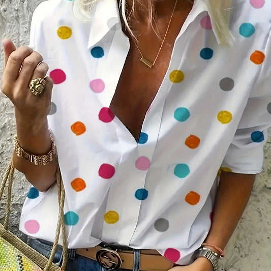 Verspielte Andrea Serena Alltagsbluse mit Polka-Dots