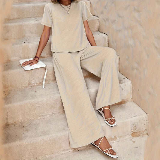 Andrea's™ | Einfarbiges Oberteil und weite Hose