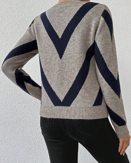 Andrea's™ | Pullover Mit Geometrischem Muster Und Rundhalsausschnitt Merkmalen