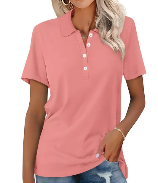 Andrea's™ | T-Shirt Revers Poloshirt Einfarbig Slim Fit