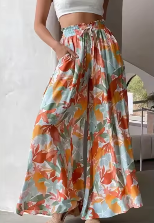 Andrea's™ | Lose Hose mit weitem Bein und bedruckten Taschen