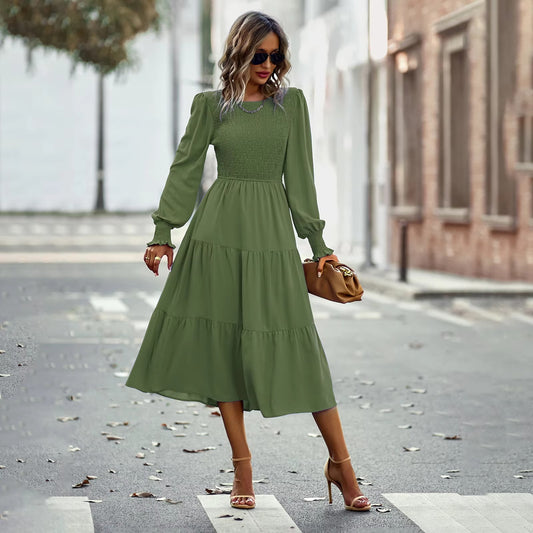 Andrea's™ | Maxikleid mit langen Ärmeln, Falten und Lagen