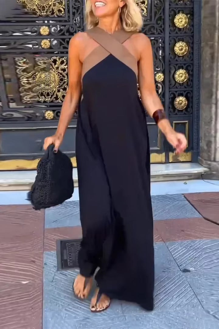 Andrea's™ | Cross Halter Flowing Maxi Dress