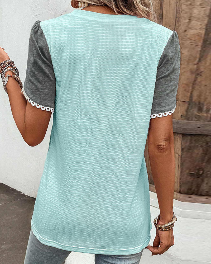 Andrea's™ | Rundhals-T-Shirt mit Farbblock