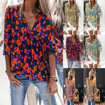 Vibrant Floral Andrea Serena Long Sleeve Blouse