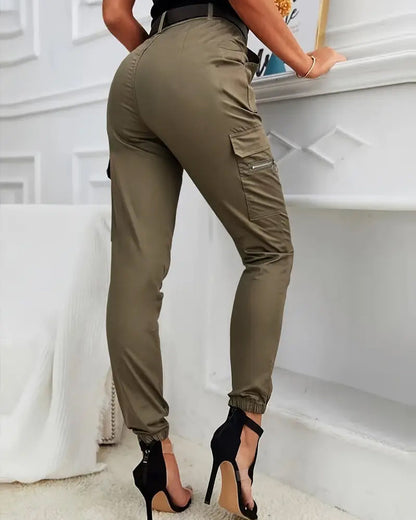 Andrea's™ | Cargohosen Mittelwaist Taschen Bündchen