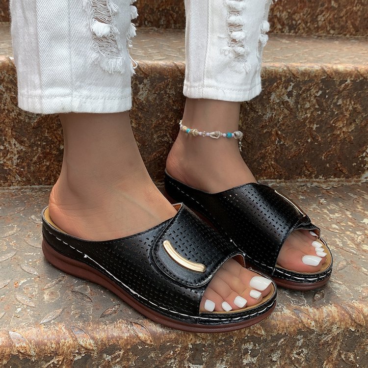Andrea Serena Damen-Sandalen mit hohler Plateauplatte